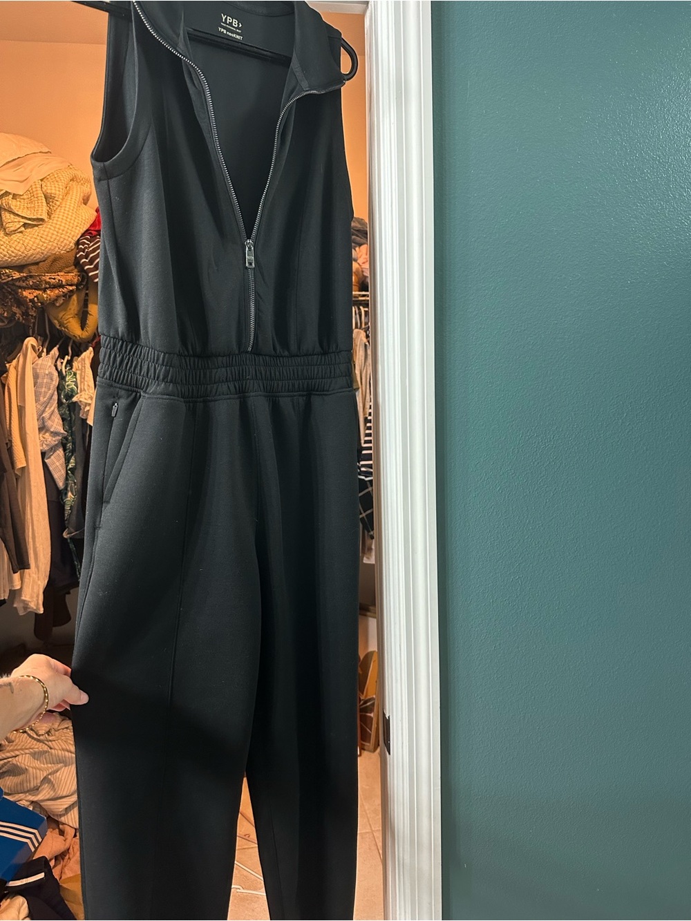 Abercrombie & Fitch Black Sleeveless Zip-Front Jumpsuit